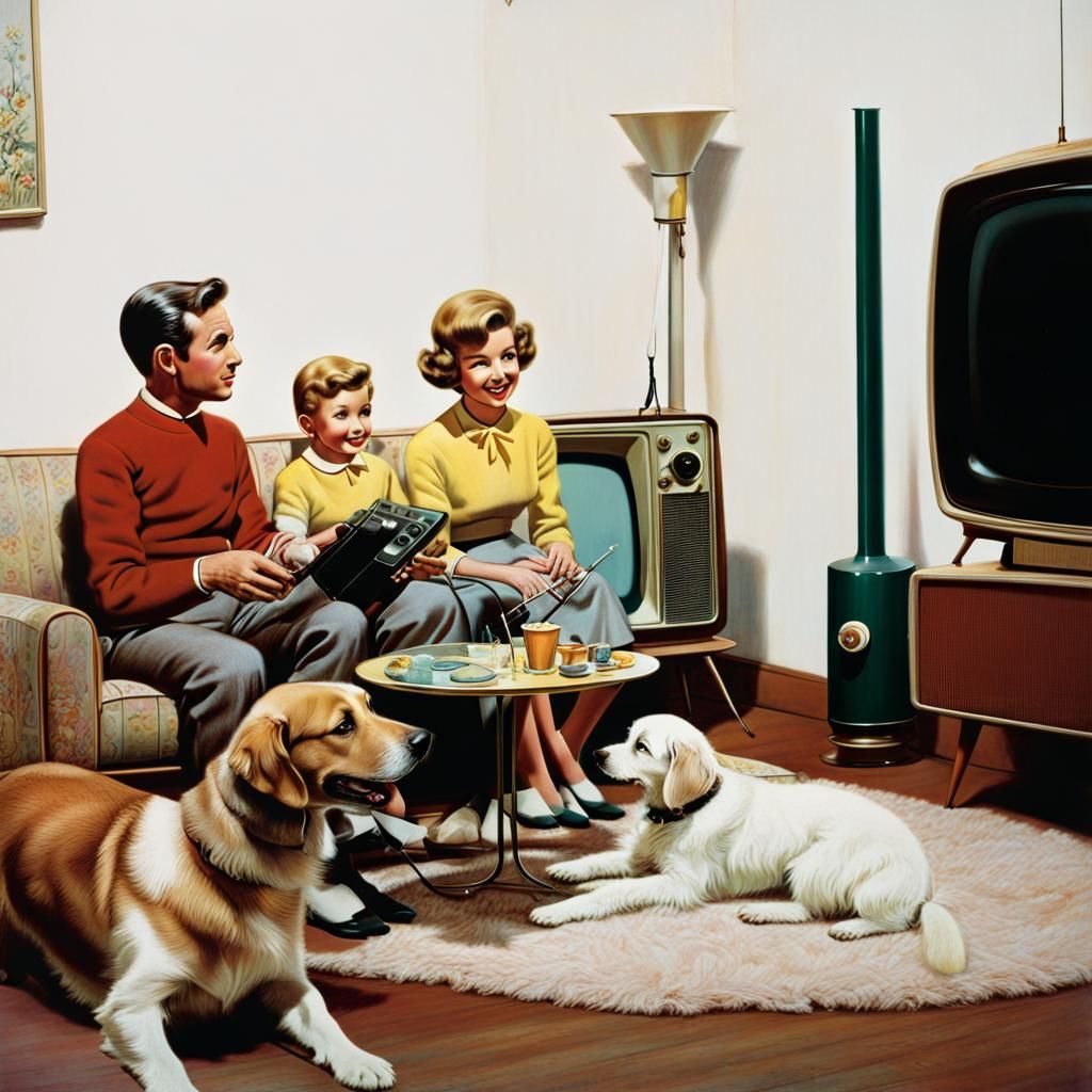 1960s Family Scene in Arthur Rackham Style