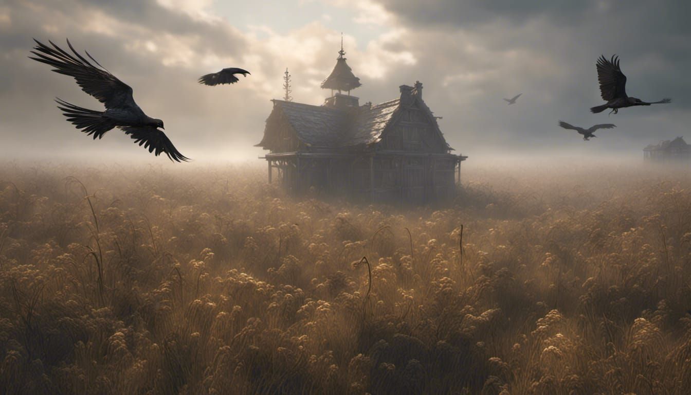 Treasure Field Under Fog: Detailed 3D Render