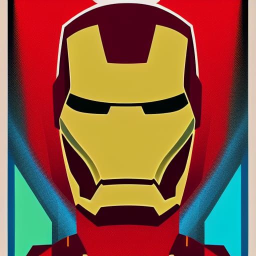 Iron Man Pop Art Screen Print in Bauhaus Style