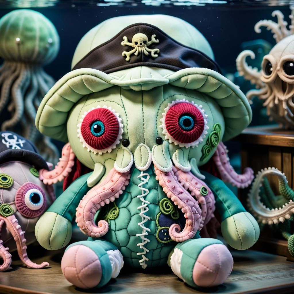 Patchwork Cthulhu Pirate Plush Doll by Fish Tank