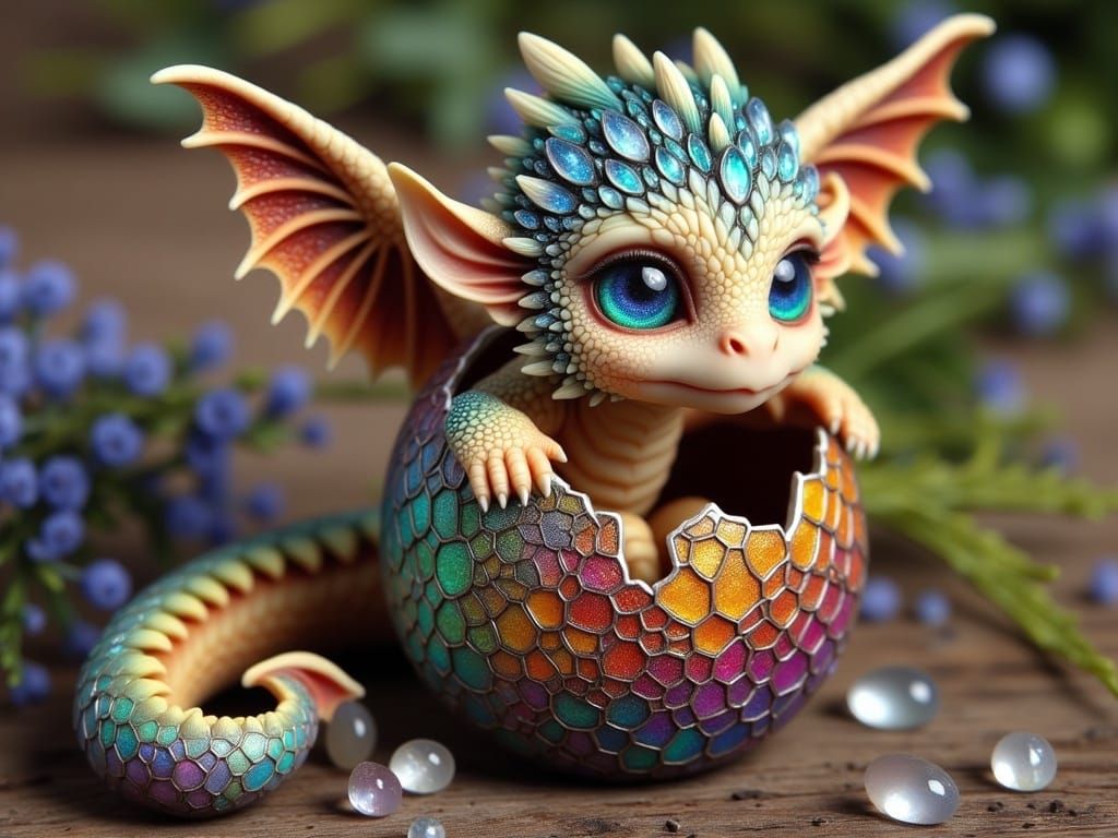 Butterfly-Winged Baby Dragon in Epic Fantasy Style