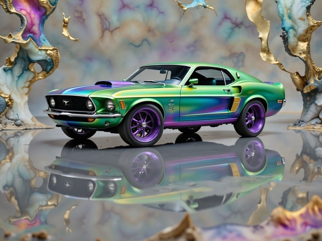 3D Laser Sculpture of '69 Mustang in Hyperkraximalismus Styl...
