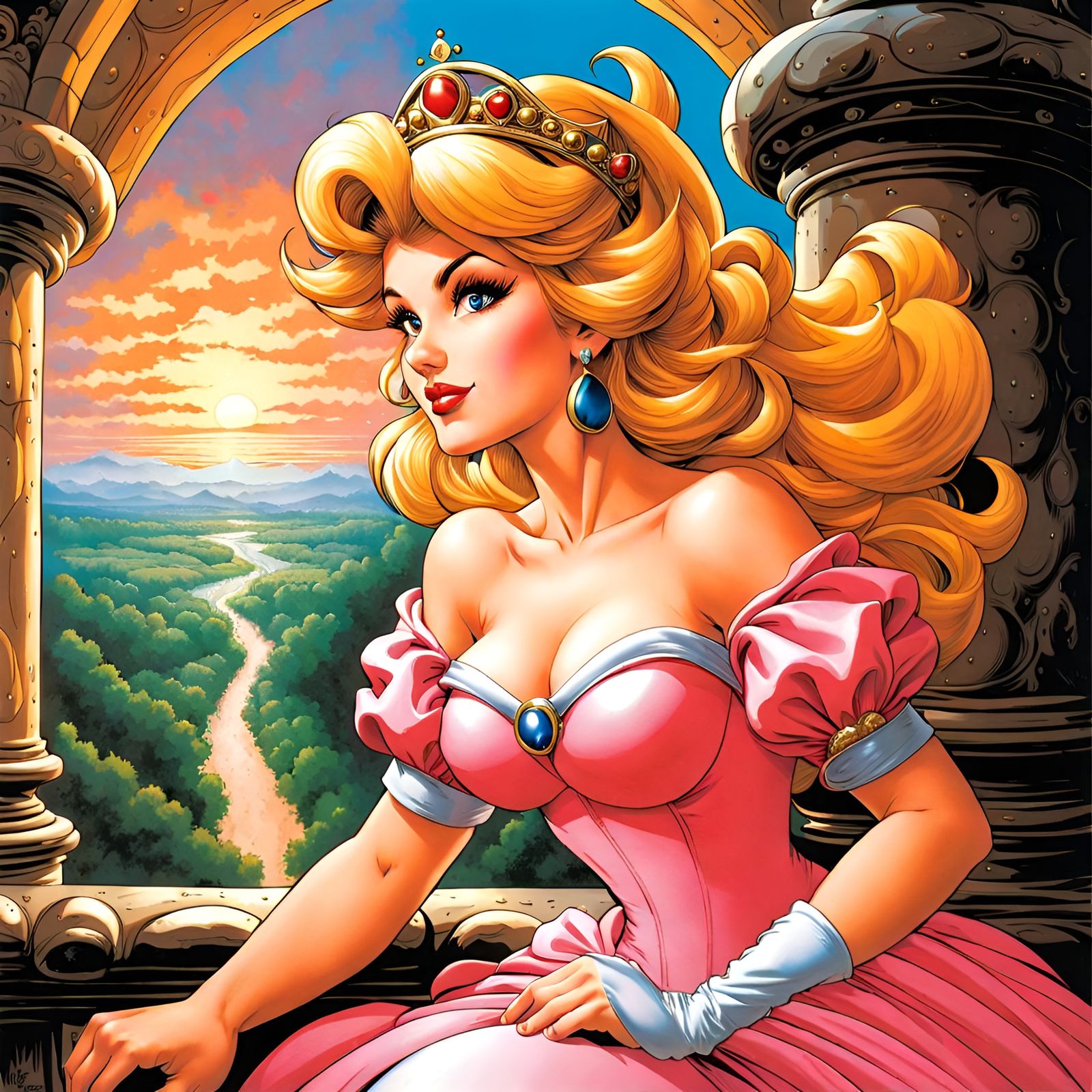Princess Peach in Mushroom Kingdom, Comic Book Style