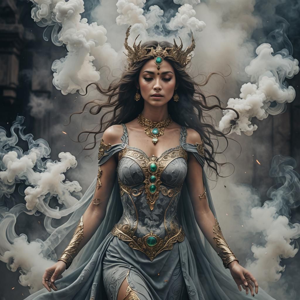 Goddess Emerges from Smoke