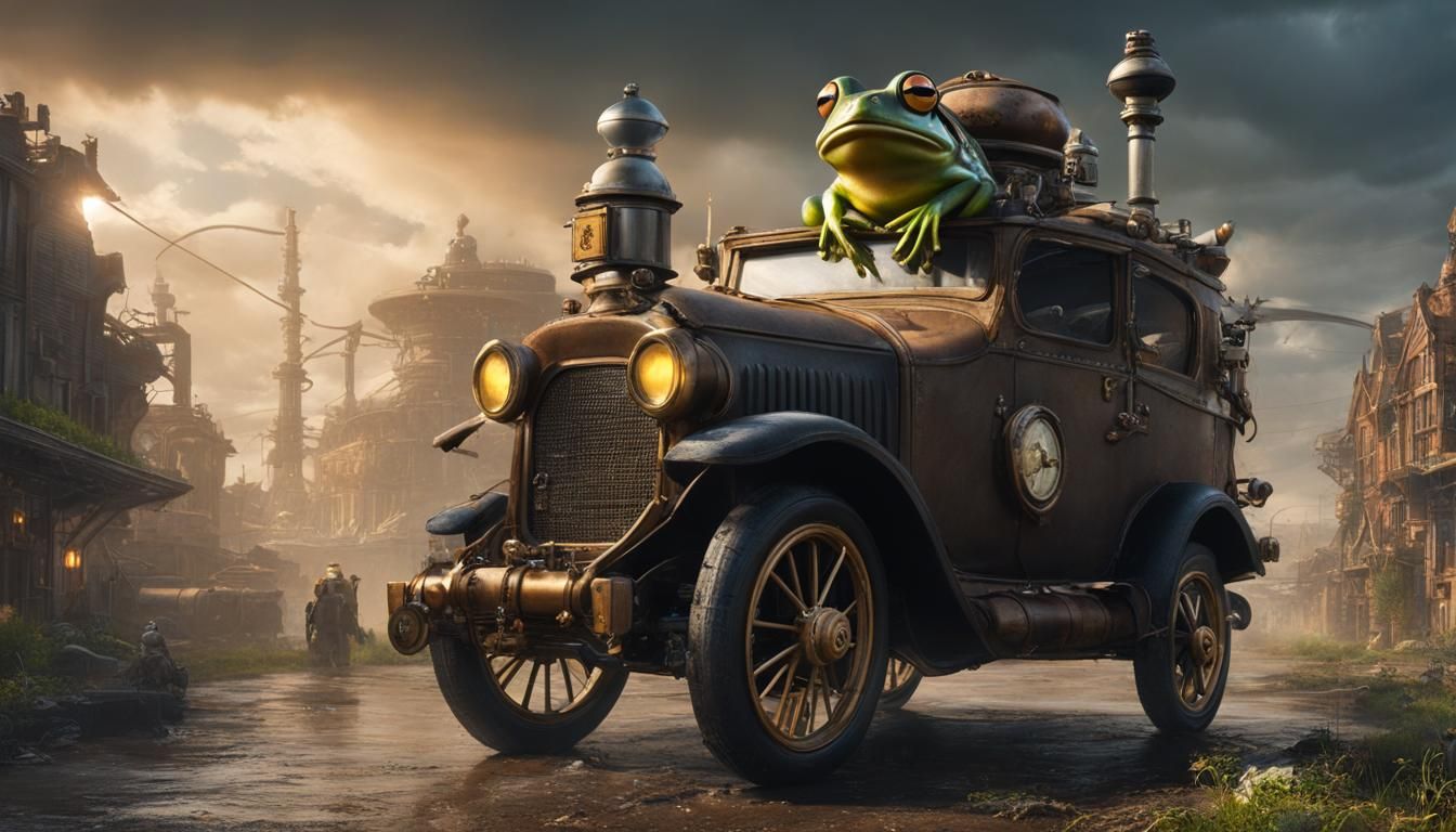 Winged Frog Flies Over Wasted Waterland