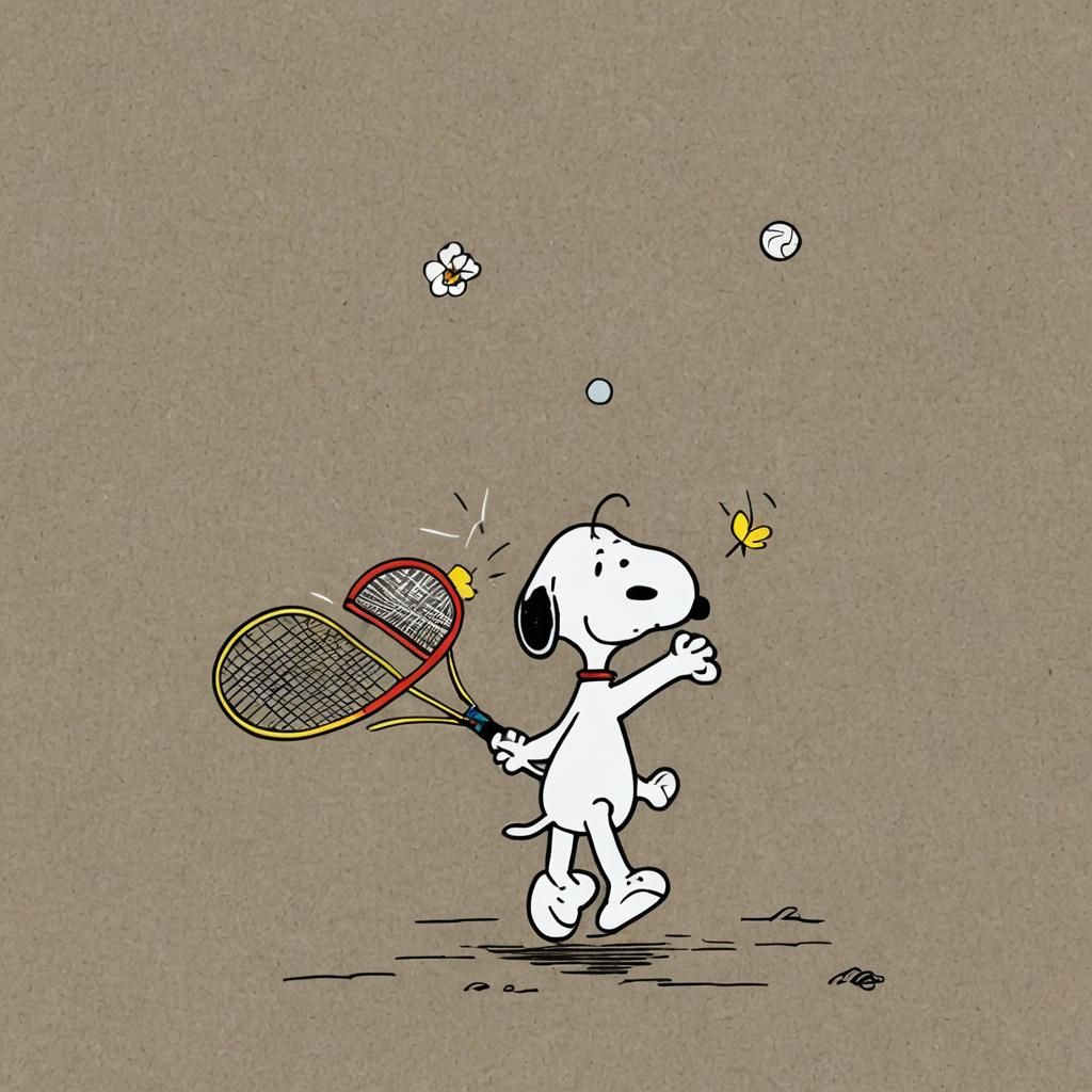 Snoopy Plays Badminton: An AI Generated Image