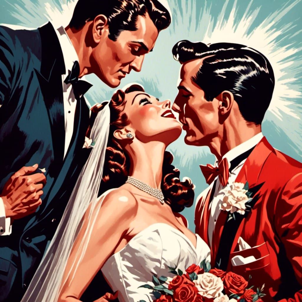 Retro Rockabilly: Bride with Two Men