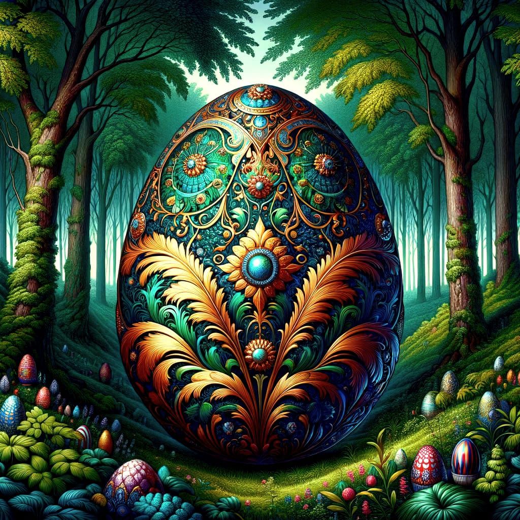 Faberge Egg in Pre-Raphaelite Style Illustration