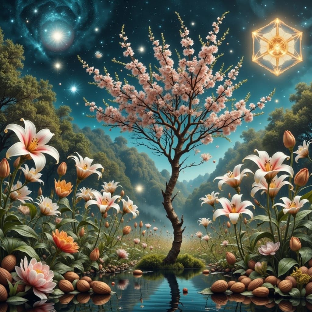 Almond Blossom Walking Stick in Ethereal Garden