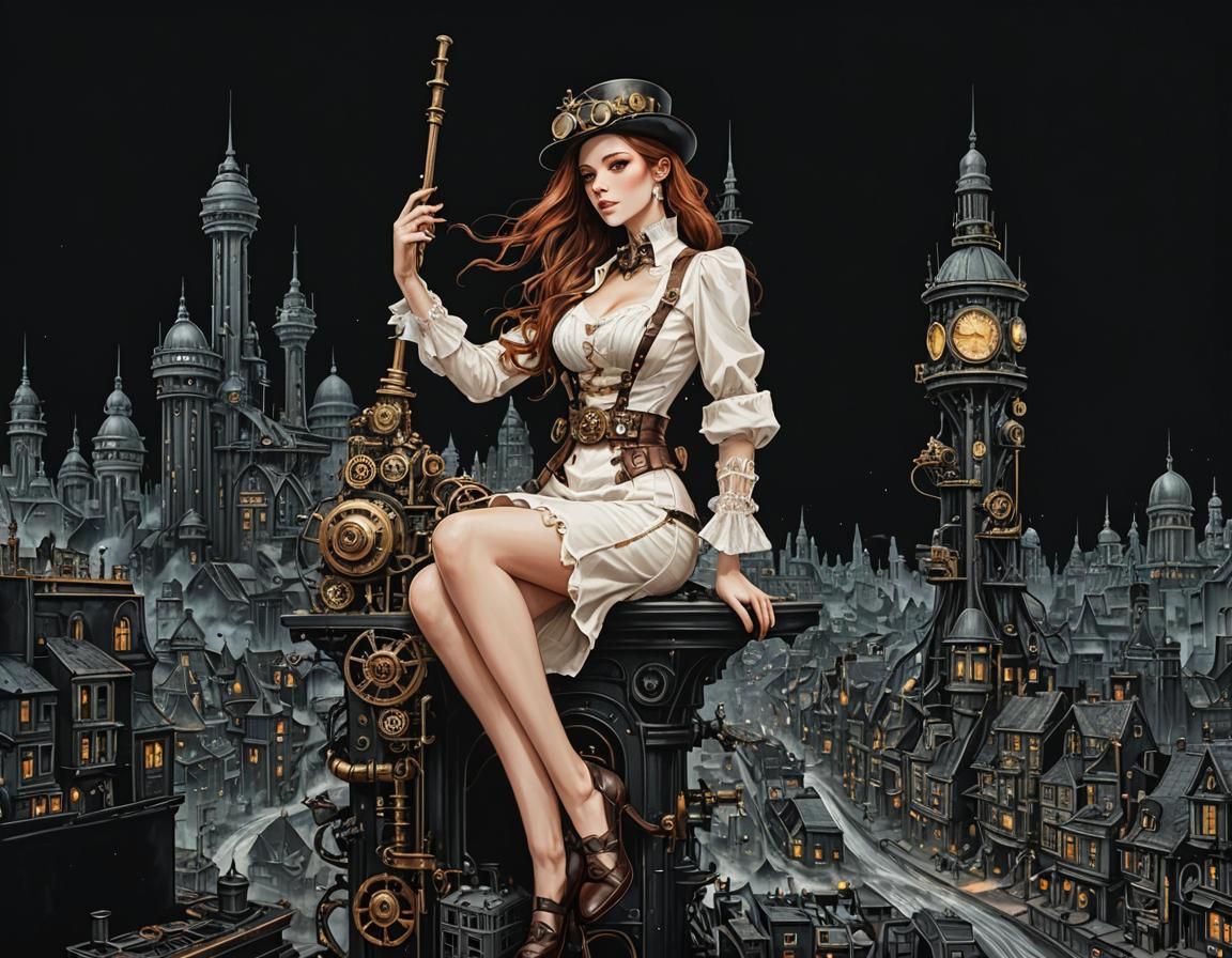 Detailed Steampunk Cityscape