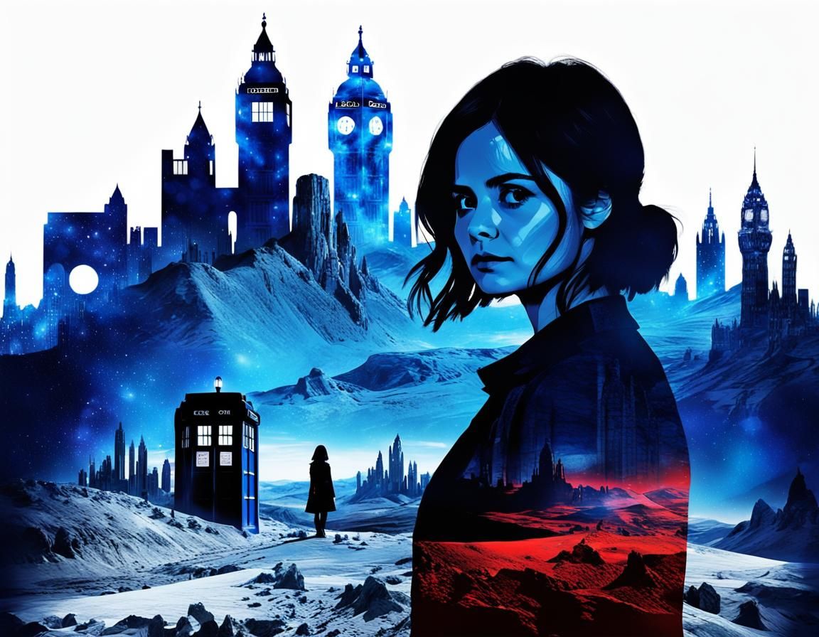 Double Exposure of Clara Oswald with Desert and City