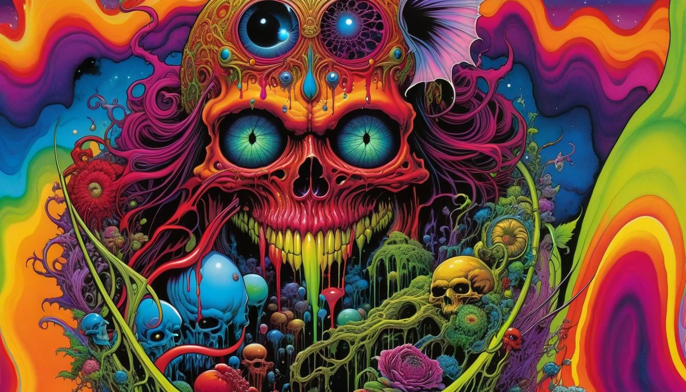 Psychedelic Horror in Gothic Alcohol Ink Style