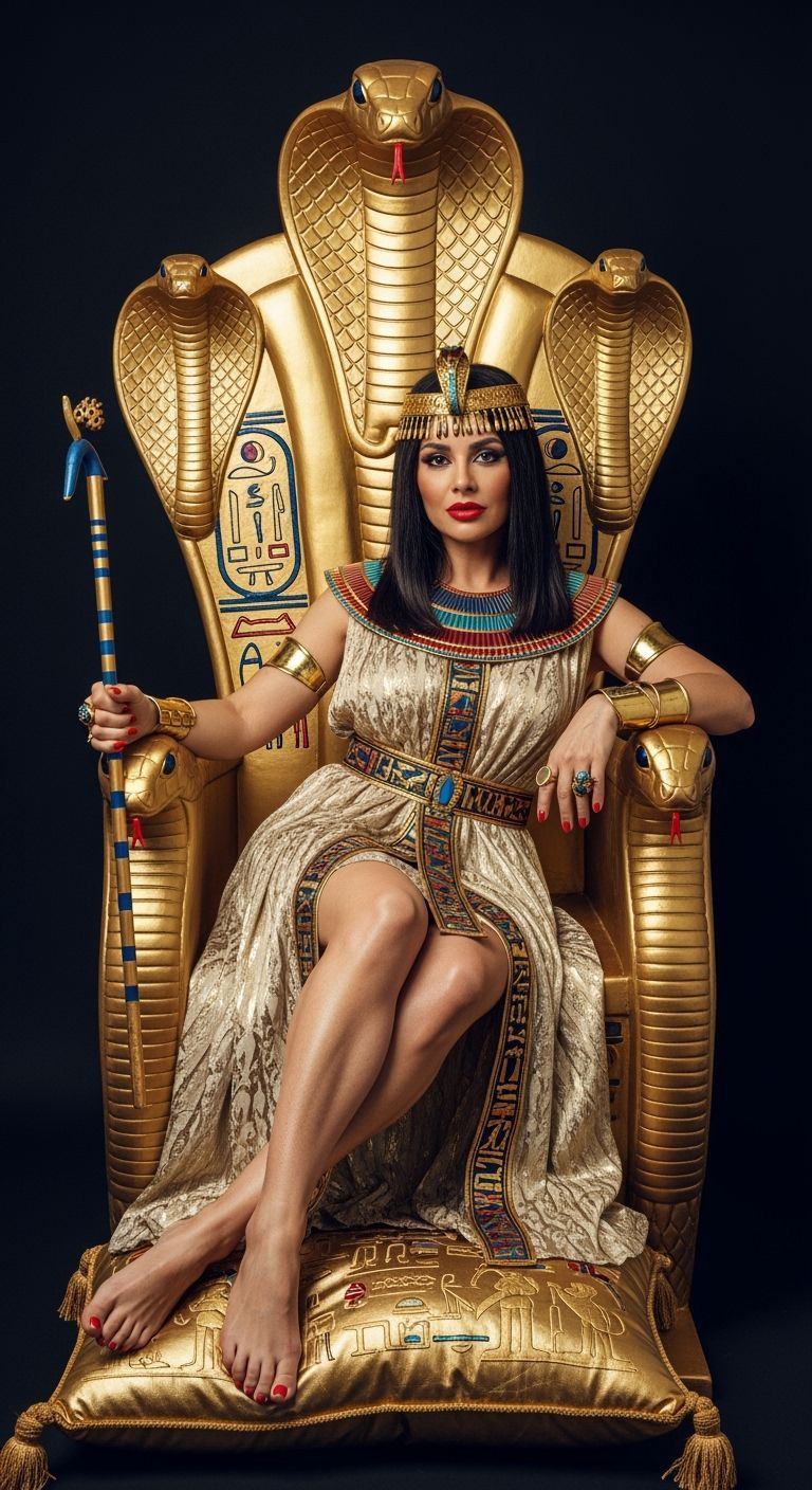 Egyptian Queen on Golden Throne, Professional Photography