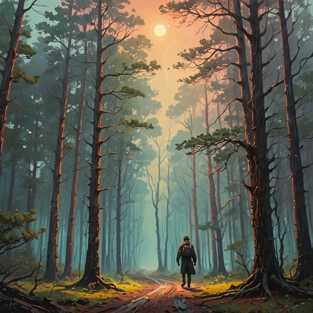 Mystical Forest Path: Impressionist Landscape Painting