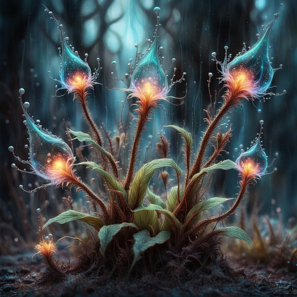 Glowing Magical Plants Shooting Ghostly Flames