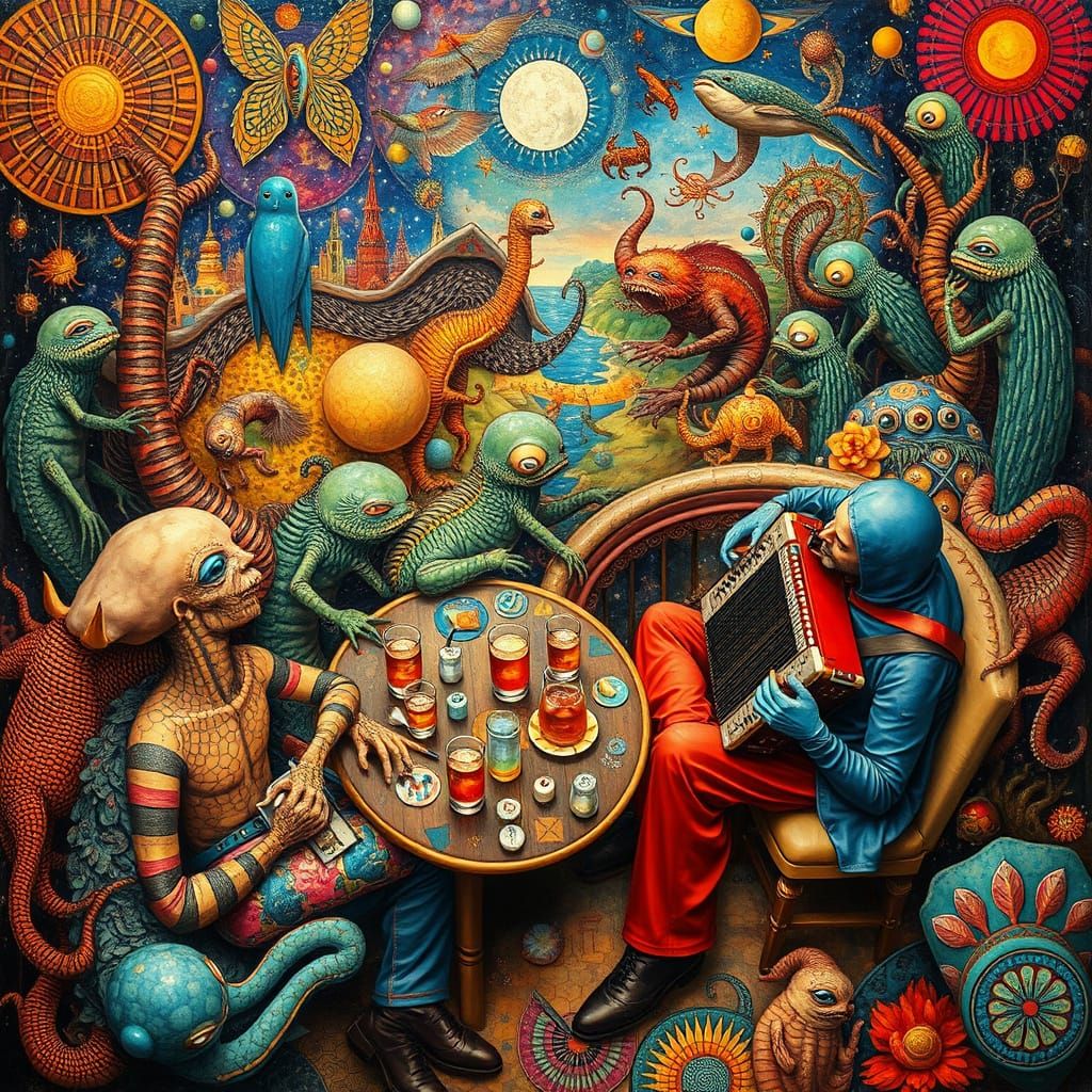 Psychedelic Utopia in Maximalist Oil Painting Style