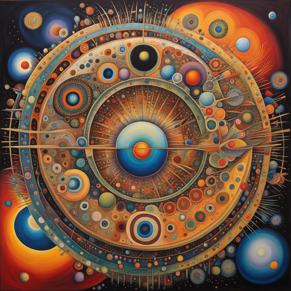 Detailed 2D Biological Painting of Amoebas