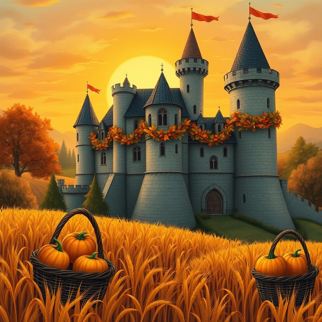 Medieval Castle in Autumn Abundance