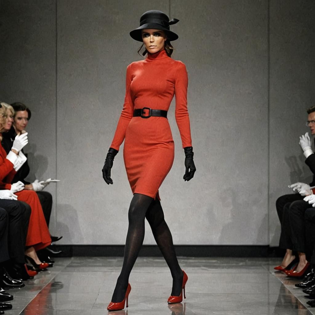 Victoria Beckham Presents Fashion on Catwalk