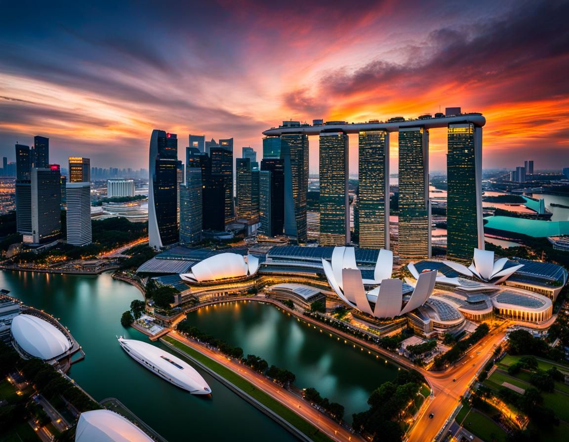 Drone shot of Singapore