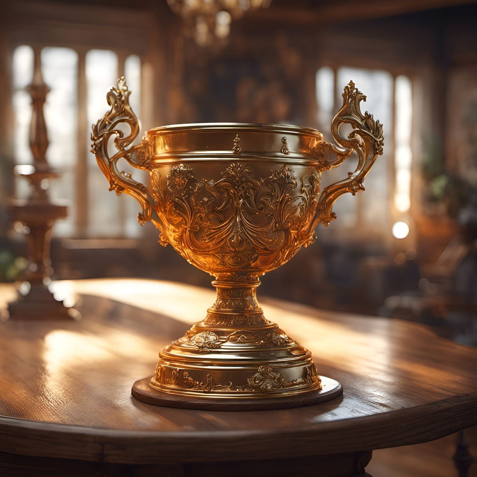 Golden Trophy Concept Art in Orange and Teal