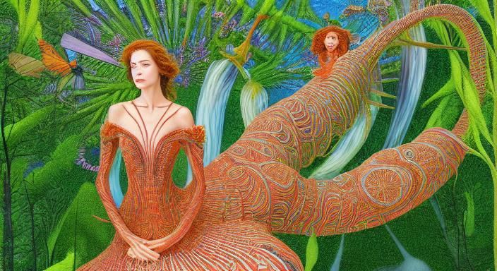 Fairytale Simulation: Richly Colored Ceramic Oil Painting