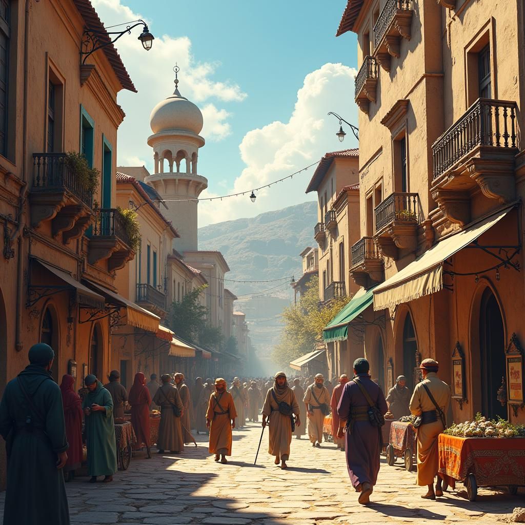 Vibrant Persian Village Street Scene in 8K