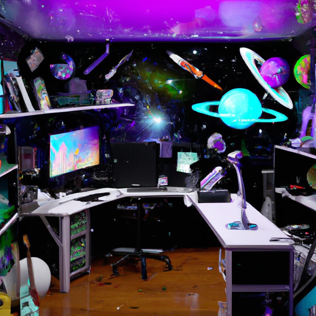 Galactic Room Floating in Space: Photorealistic 3D Render