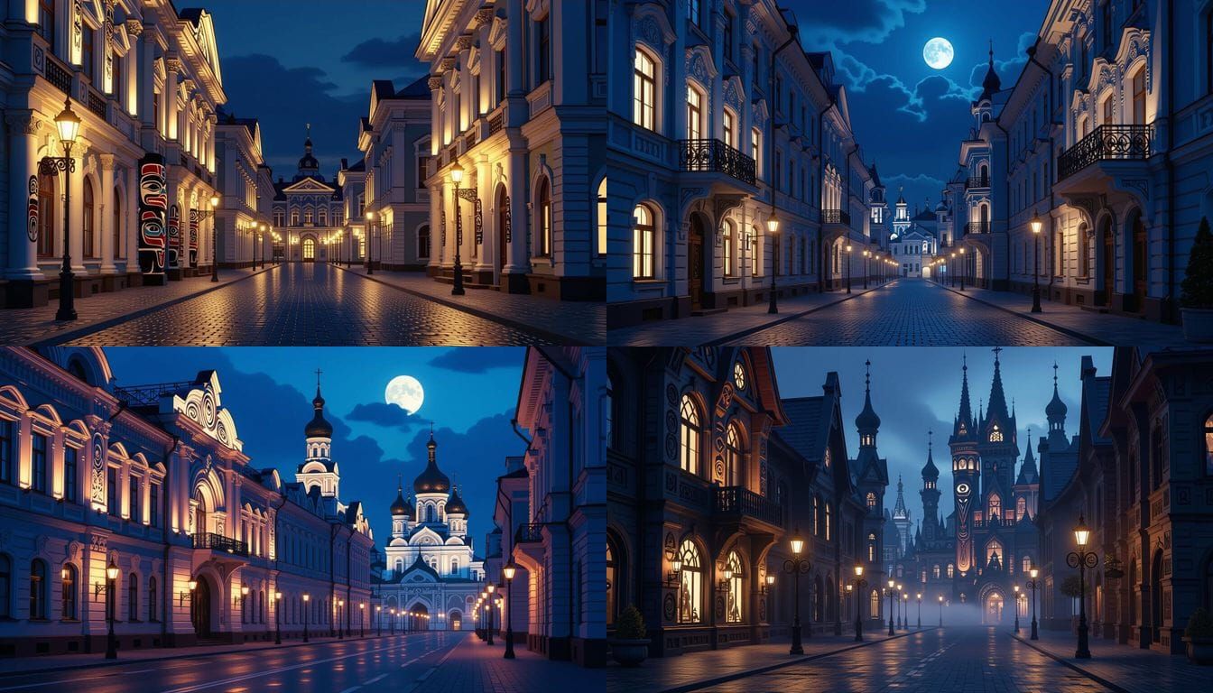 Fictional City Street Blends Eastern European and Haida Desi...