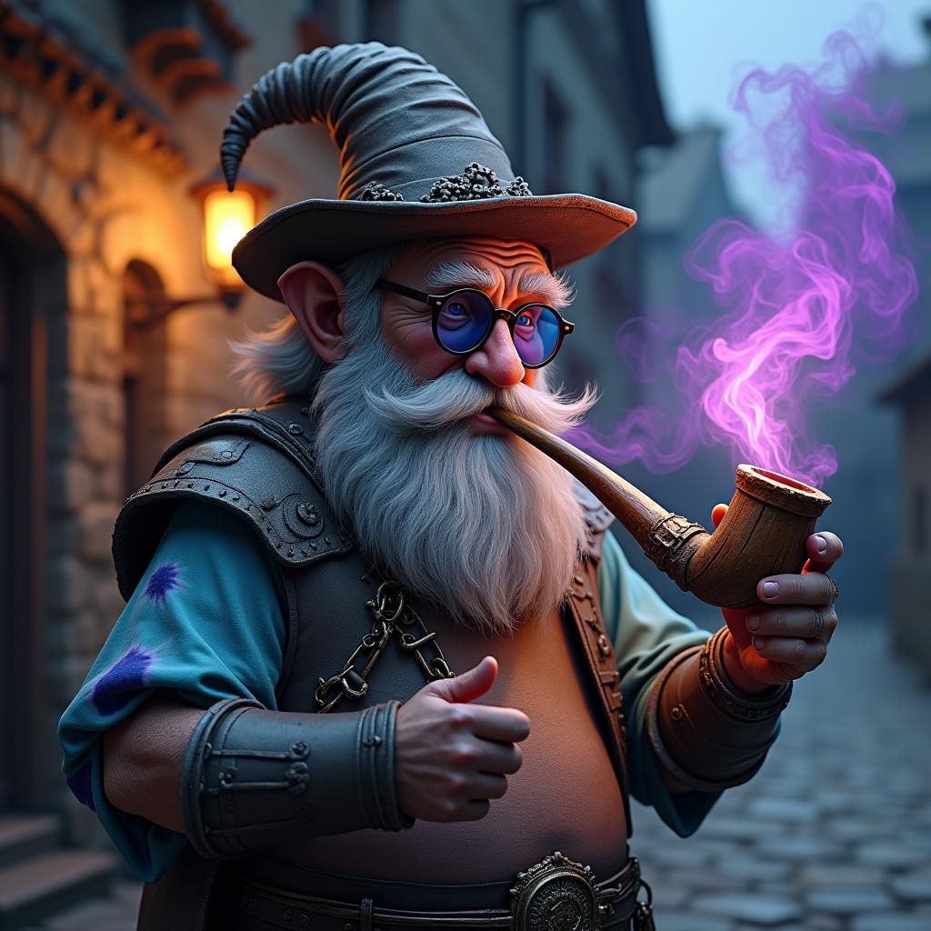 Eccentric Dwarf in Tie-Dye, Fantasy Art