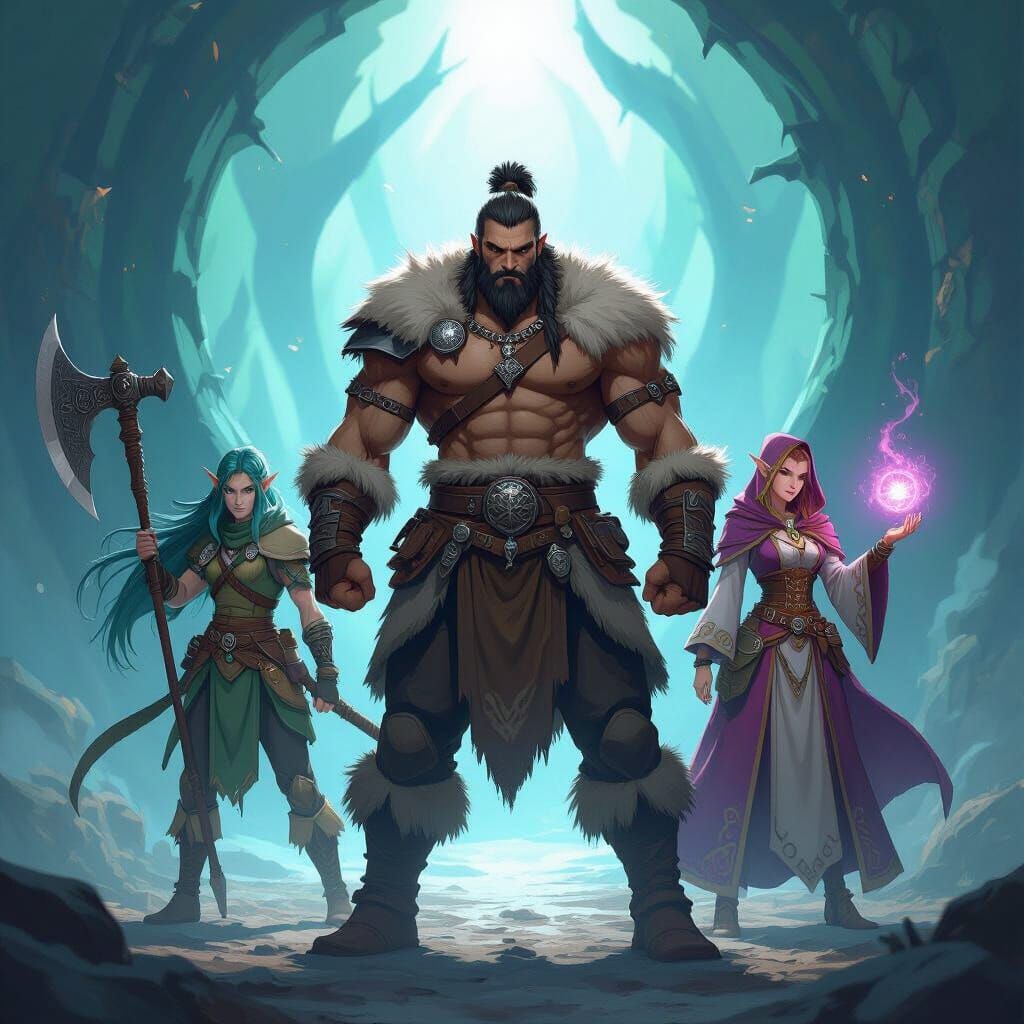 Isekai Fantasy Heroes: Barbarian, Rogue, and Wizard