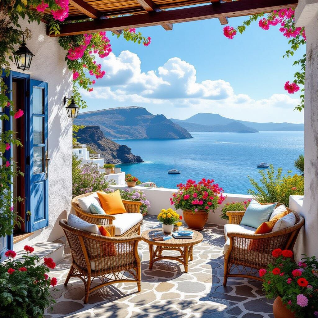 Vivid Greek Summer Landscape in Photorealistic Style
