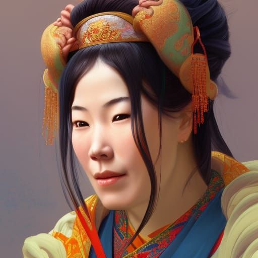 Happy, Serene Chinese Wise Woman