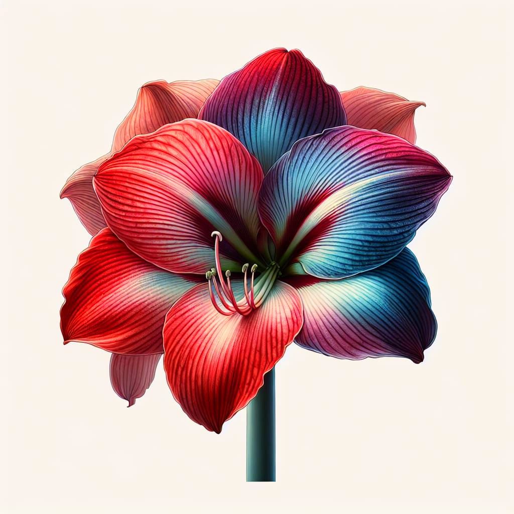 Vibrant Two-Toned Amaryllis Bloom in Realistic Style