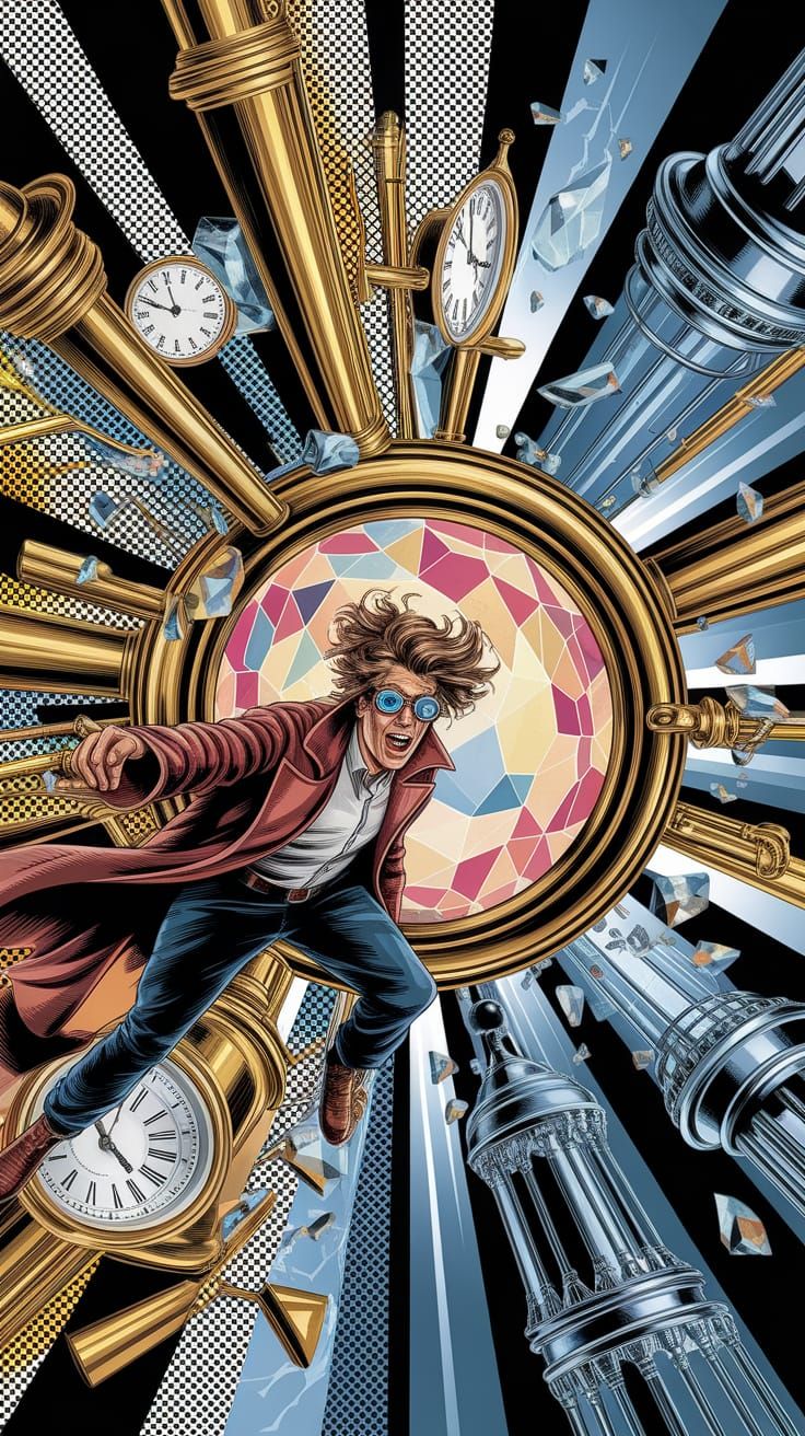 Time Machine Vortex: A Retro-Futuristic Illustration