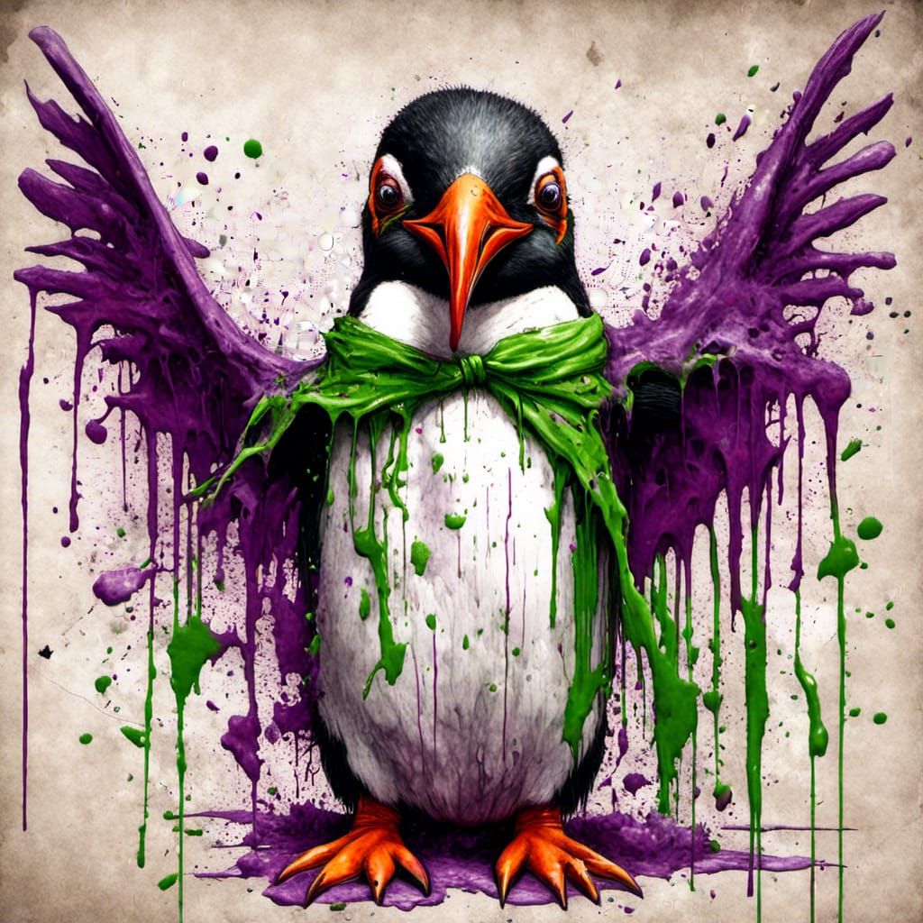Macabre Zombie Penguin Rival in Graffiti Art