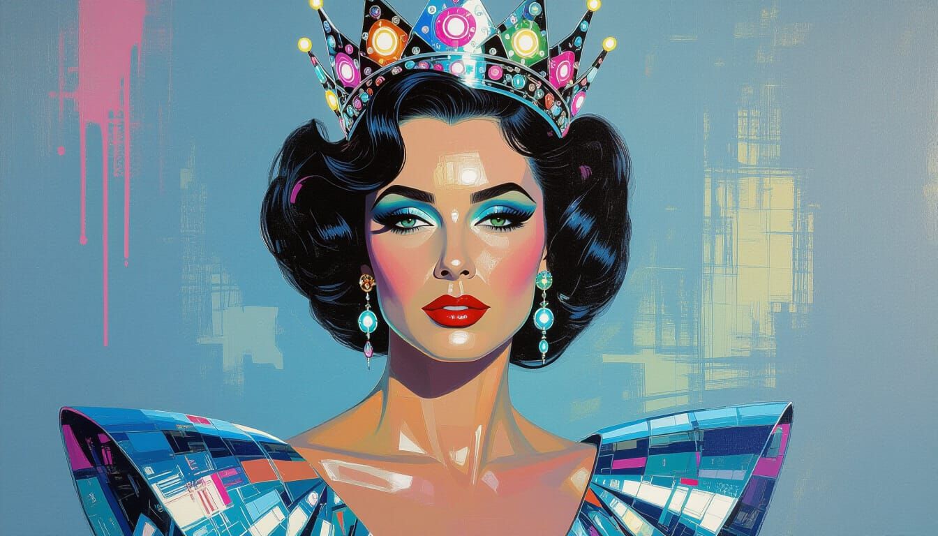 Elizabeth Taylor as Sci-Fi Queen, Impasto Acrylic