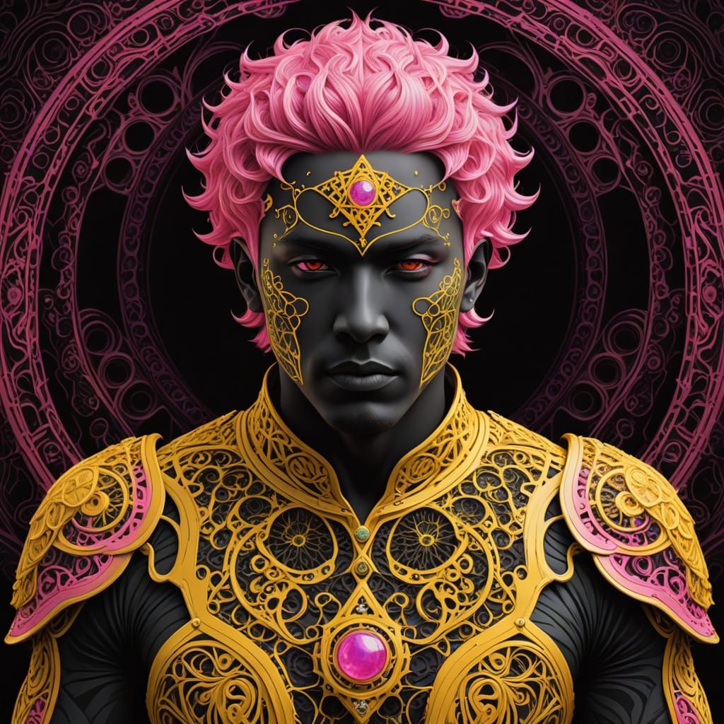 Abstract Fractal Man with Jade Breastplate