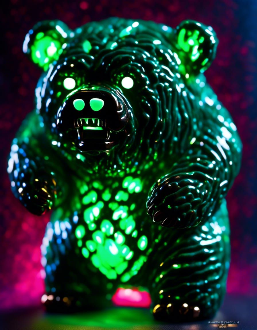 UV Blacklight Bear Microphotograph Portrait