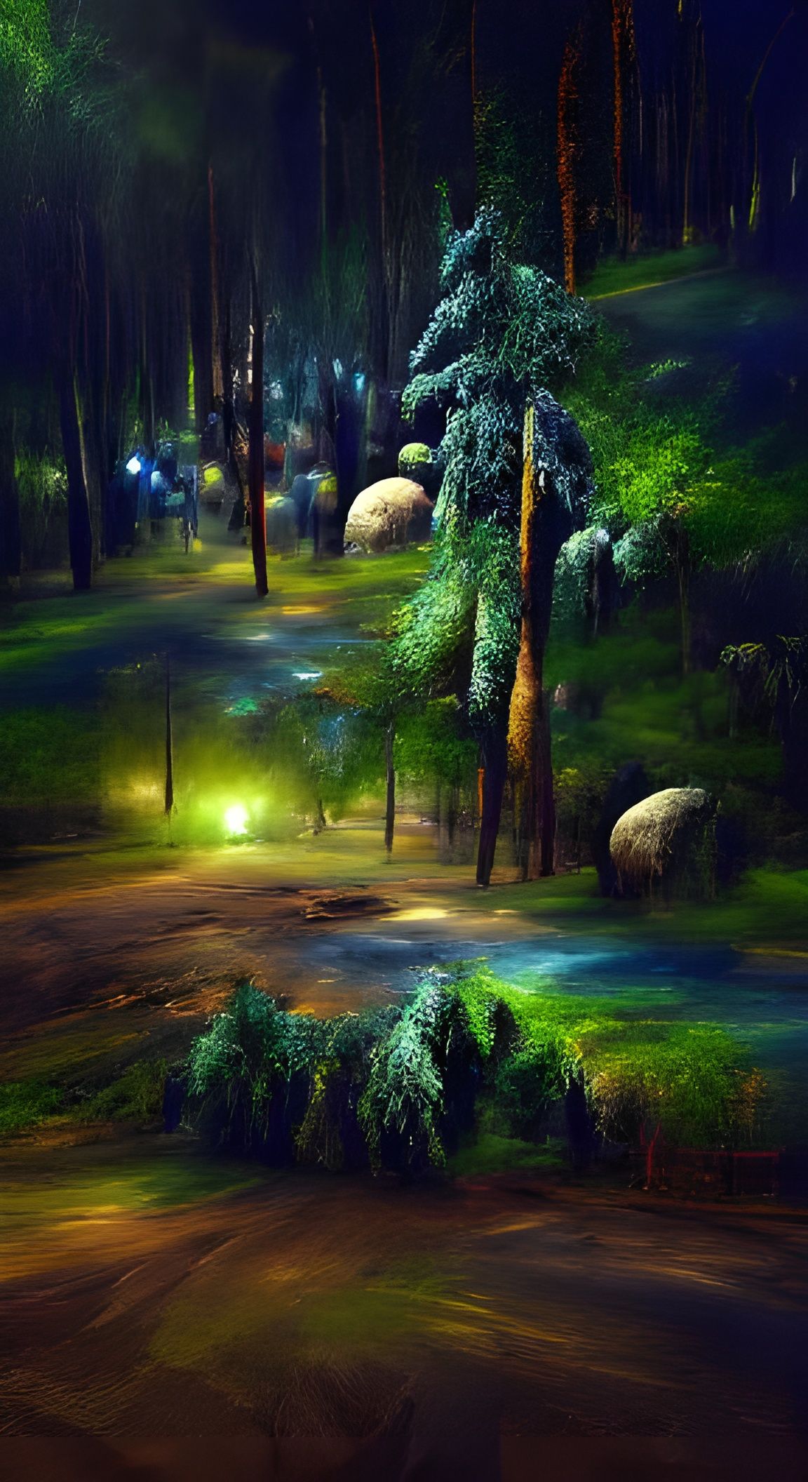 Realistic Forest at Night in 8K Resolution