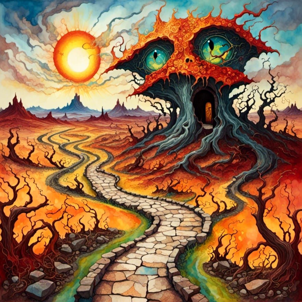 <lora:Hot Demonic Weather:1.0> Fantastical Pathway