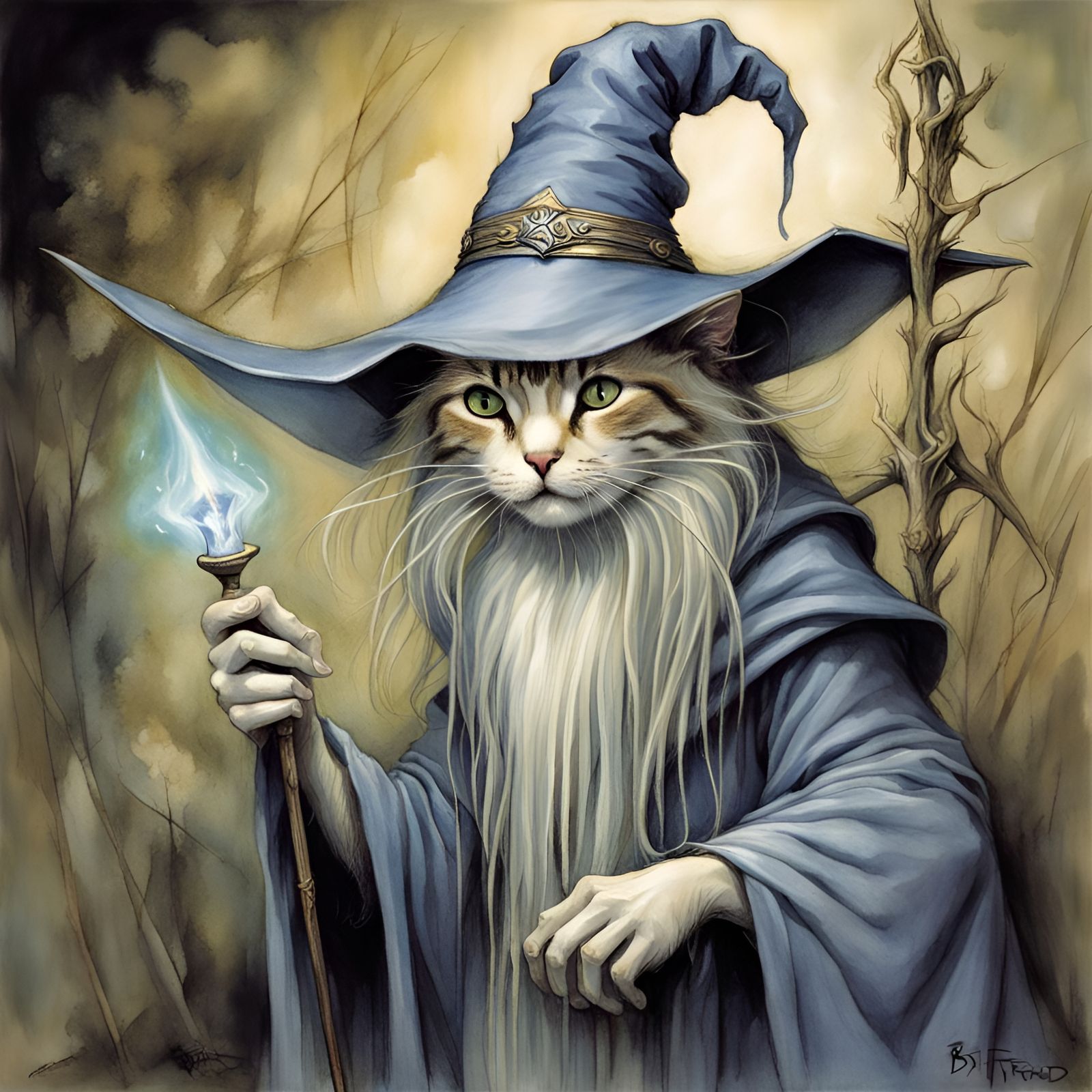 Beautiful cat wizard