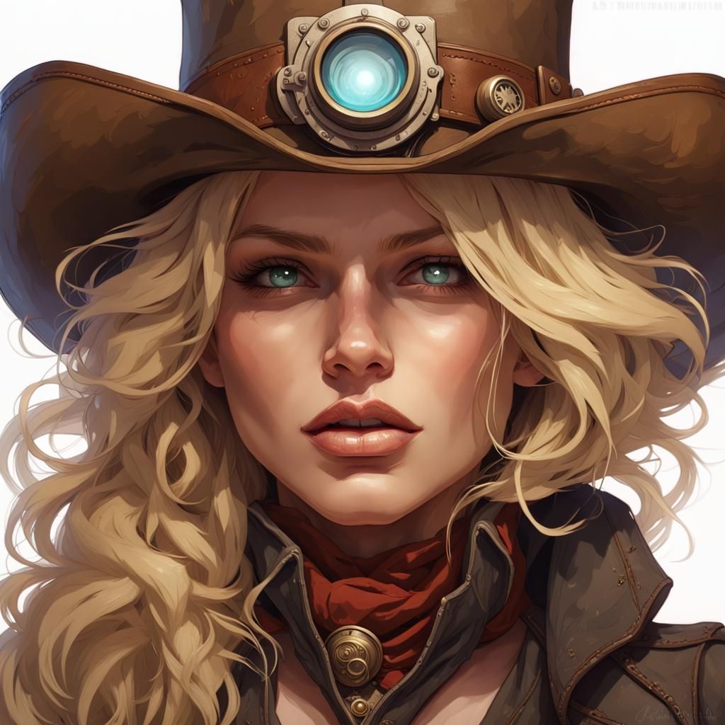 Steampunk Cowboy Portrait in Unreal Engine Style