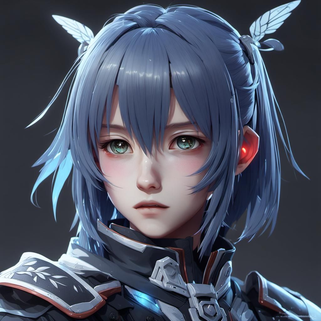 Detailed 3D Anime Warrior Portrait