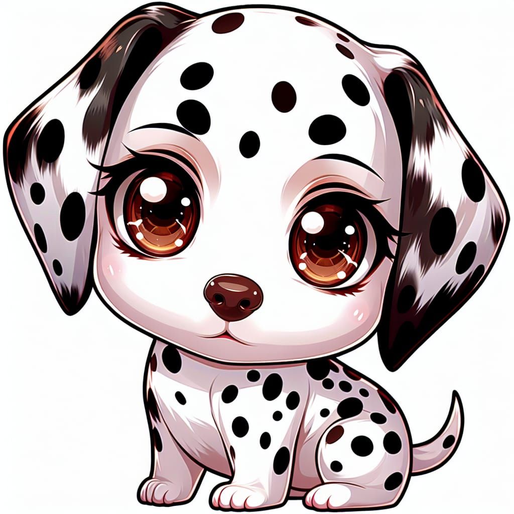 Chibi Dalmatian Dog in Pop Art Style
