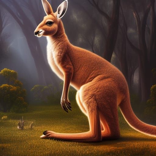 Magnificent Kangaroo in Detailed Digital Art