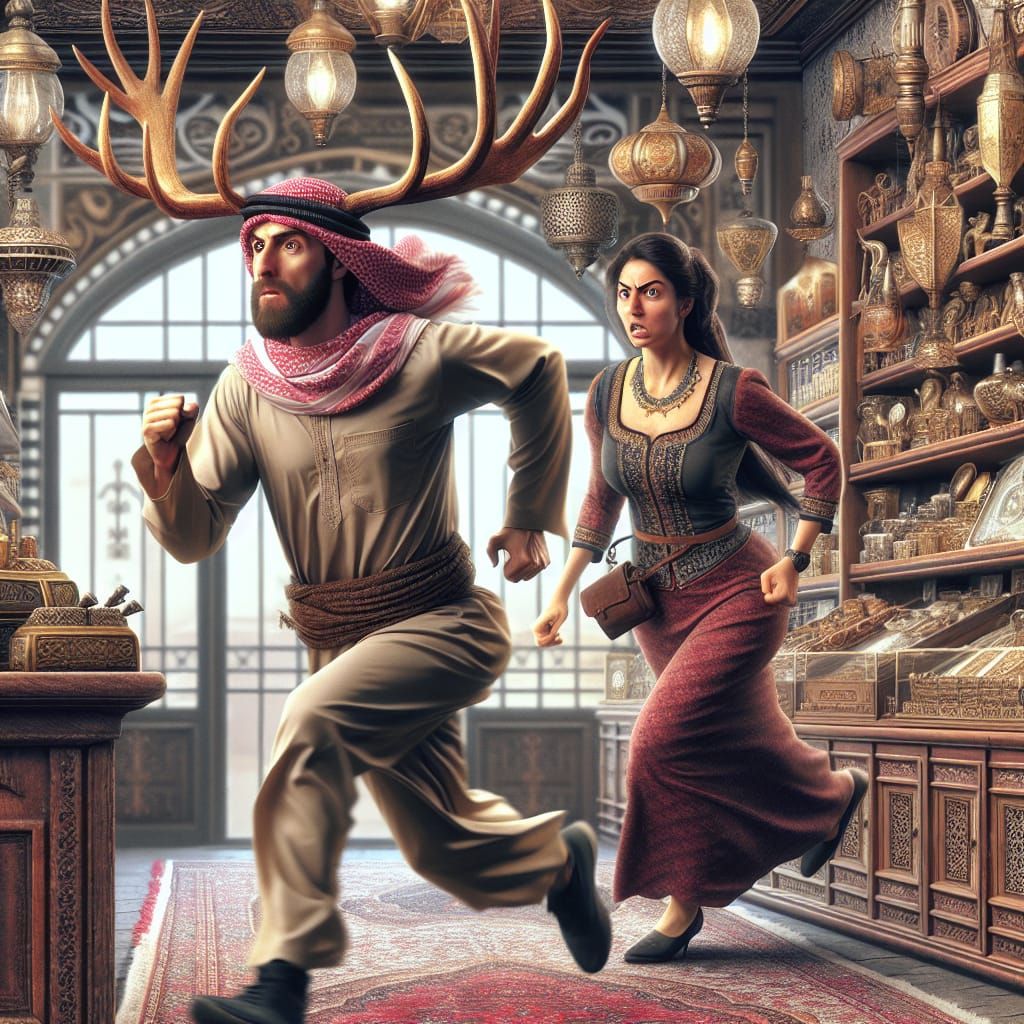 Man Flees Antique Store with Antlers