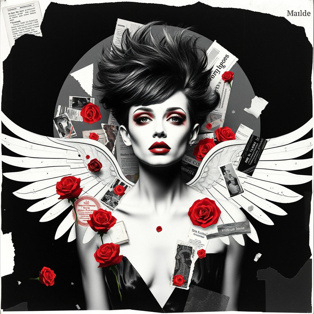 Dada-Inspired Photogram of Geometric Winged Figure