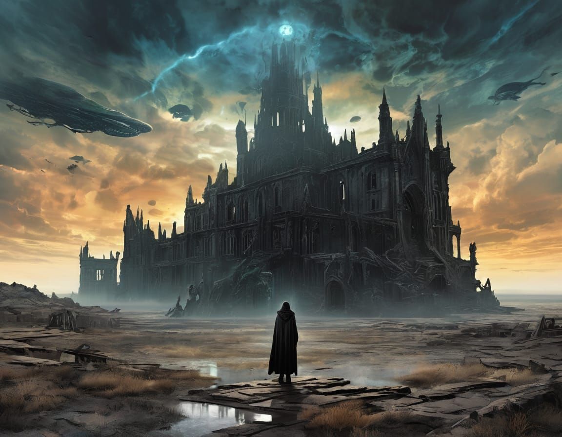 Surreal Underwater City Under Alien Sky