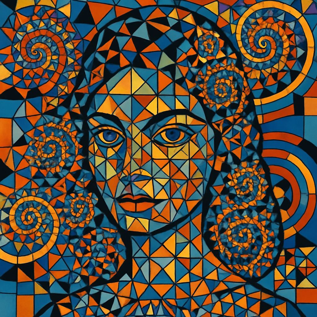 Op Art Portrait of a Beautiful Woman in Geometry